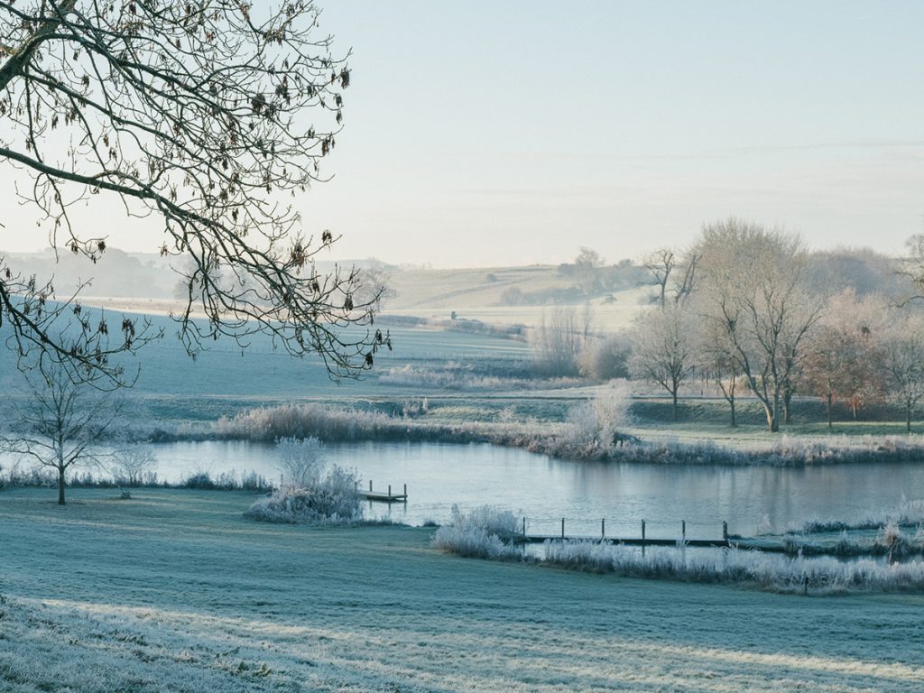 The Somerset landscape covered in frost